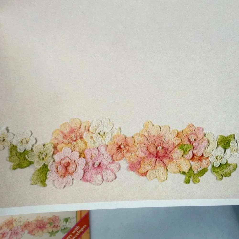 Current Gossamer Garden Stationery Set Floral Lace Print Vintage Paper Notes